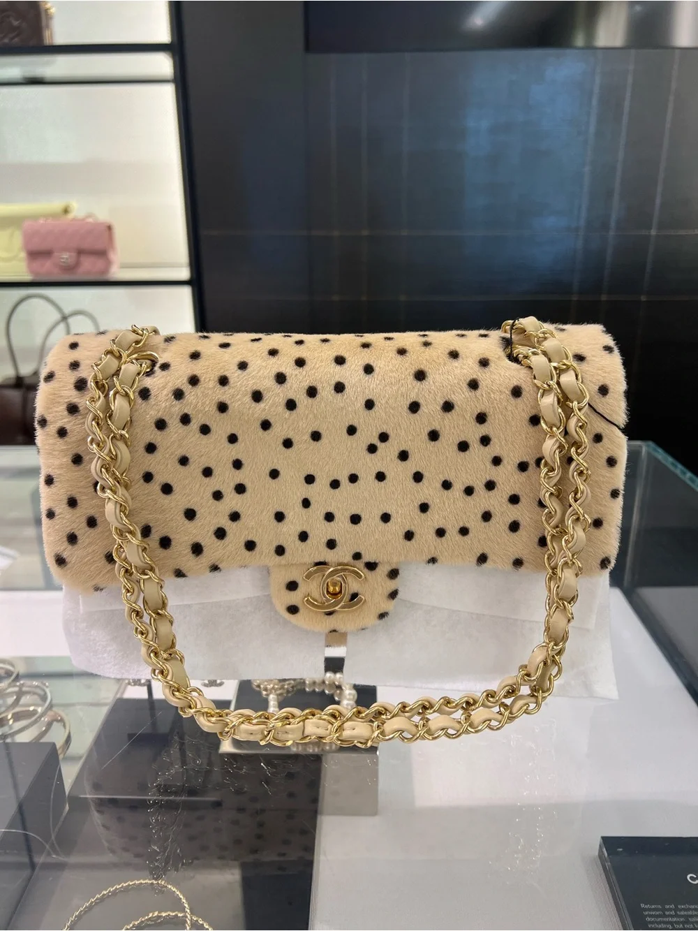 Chanel pony hair flap blazy polka dot